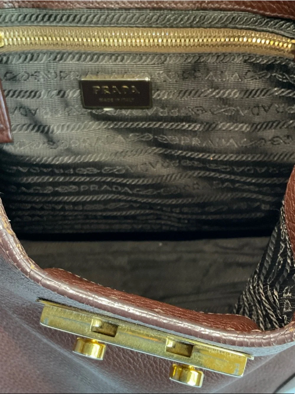 Prada Chocolate Brown Pebbled Leather Hobo with Gold Hardware - Picture 8 of 10